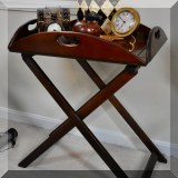 F06. Bombay Co. butler's stand tray table. 32”h x 27.5 ”w x 18”d